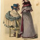 Divatkép - két nő köpenyben, kalapban, melléklet, Wiener Zeitschrift für Kunst, Literatur, Theater und Mode