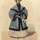 Divatkép - nő szőrmedíszes kék  köpenyben, melléklet, Wiener Zeitschrift für Kunst, Literatur, Theater und Mode