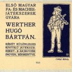 Műlap - Werther Hugó bártfai játékszer-készítő számára céghirdető kártya terv