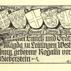 Ex libris - Graf Karl Emich und Gräfin Magda zu Leiningen-Westerburg