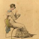 Divatkép - széken ülő fehér ruhás nő,  melléklet, Wiener Zeitschrift für Kunst, Literatur, Theater und Mode