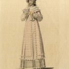 Divatkép - rózsaszín ruhás nő, melléklet, Wiener Zeitschrift für Kunst, Literatur, Theater und Mode