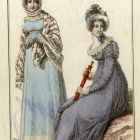 Divatkép - női viseletek,melléklet, Journal des Ladies et des Modes, Costume Parisien