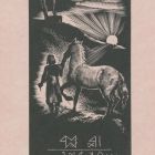 Grafika - Férfi lovat vezet (rovásírással: Szabó Gyula könyve)