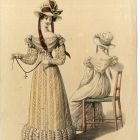 Divatkép - hölgy csíkos ruhában, melléklet, Wiener Zeitschrift für Kunst, Literatur, Theater und Mode