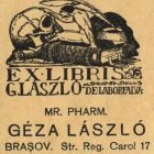 Ex libris - G. László de Laborfalva Mr. Pharm. Géza László