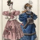 Divatkép - női viseletek, melléklet, Journal des Ladies et des Modes, Costume Parisien