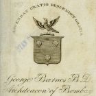 Ex libris - George Barnes B. D., Bombay-i főesperes címeres