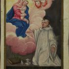 Szentkép - Mária és a gyermek Jézus előtt térdelő szerzetes