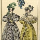 Divatkép - női viselet, melléklet, Journal des Ladies et des Modes, Costume Parisien