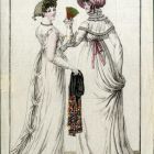 Divatkép - két nő fehér ruhában, melléklet, Costume Parisien