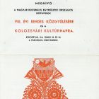 Alkalmi grafika - Meghívó: M. Kult. Egyesületek Orsz. Szöv. VIII. évi rendes közgy. és Kolozsvári Kultúrnap