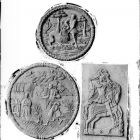 Üvegnegatív - bábsütőformák, : 1/ Sámson az oroszlánnal. 2/ Magyar vitéz. 3/ Angyali üdvözlet., 16-17.század