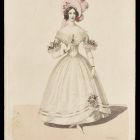 Divatkép - nő virágcsokros díszű fehér ruhában,  melléklet, Wiener Zeitschrift für Kunst, Literatur, Theater und Mode