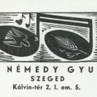 Névjegykártya - Dr. Némedy Gyula Szeged Kálvin-tér 2. I. em. 5.