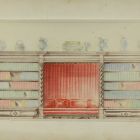Bútorterv - könyvszekrény középre beépített négyszemélyes ülőrésszel
