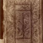 Fénykép - Nográdi Mátyás: Epistolae ad Romanos című művének könyvtáblája, bőr, magyar, Debrecen, 1651, Magyar Nemzeti Múzeum