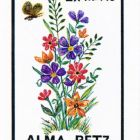 Ex libris - Alma Petz (virágok és lepke)