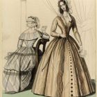 Divatkép - különböző női ruhák kiegészítőkkel, ,melléklet, Wiener Zeitschrift für Kunst, Literatur, Theater und Mode