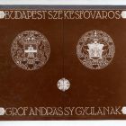 Fénykép - díszdoboz,valószínűleg díszpolgári oklevél tokja, amit gróf Andrássy Gyulának adományoztak, rajta Budapest és az Andrássy család címerével