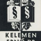 Ex libris - Kelemen Ernő dr. könyve