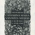 Alkalmi grafika - Emléklap: In memoriam Catharina Maria van Wees-Meijers