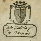 Ex libris - De la Bibliotheque de Peterswald