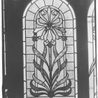 Üvegnegatív - üvegfestmény, ablak, stilizált liliomok, Róth Miksa tulajdonában