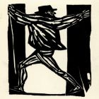 Grafika - Kalapos férfi kitárt karokkal, lépés közben