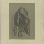 Rajz - IV. Amenhotep /Ehnaton/ fáraó szoborfő, jobb oldali profil