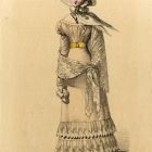 Divatkép - nő barackszínű ruhában, melléklet, Wiener Zeitschrift für Kunst, Literatur, Theater und Mode