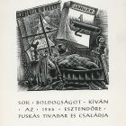 Alkalmi grafika - Újévi üdvözlet: Sok boldogságot kíván az 1955 esztendőre Puskás Tivadar és családja