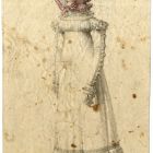 Divatkép - fehér ruhás nő rózsaszín kalappal, melléklet, Wiener Zeitschrift für Kunst, Literatur, Theater und Mode
