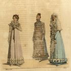 Divatkép - három női viselet, melléklet, Wiener-Moden-Zeitung und Zeitschrift für Kunst schöne Literatur und Theater