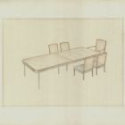 Bútorterv - asztal és székek látszati rajza