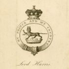 Ex libris - Lord Harris címeres