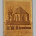 Intarziakép - a szászsebesi evangélikus templom látképe