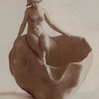 Fénykép - csigaház alakú váza, peremén ülő női akttal