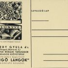 Levelezőlap - Némedy Gyula: Zengő lángok c. bibliofil kötete hirdetésével