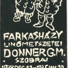 Alkalmi grafika - Meghívó: Farkasházy linómetszetei, Donner G. M. szobrai, Pen könyvesboltban, Lipót krt. 6.