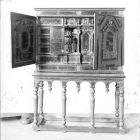 Üvegnegatív - kabinet ébenfából, teknősbéka héjjal díszített, elefántcsonttal berakott, 17 .század ,Iparművészeti Múzeum