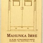 Műlap - Mahunka Imre bútorgyáros számára céghirdető kártya terv