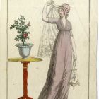 Divatkép - nő lila ruhában,  melléklet , Costume Parisien