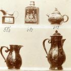 Fénykép - tejeskanna, porcelán, Bécs, XIX. sz. eleje; teafűtartó, keménycserép, Bayreuth, 1730 körül; teáskanna, keménycserép, Kína, XVIII. sz. eleje; valamint tejes-és kávéskanna, keménycserép, Bayreuth,
1730 körül, II. Ernst Aukció