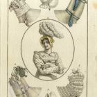 Divatkép - kalapok és főkötők, melléklet, Journal des Ladies et des Modes, Costume Parisien