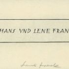 Névjegykártya - Hans und Lene Frank