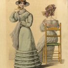 Divatkép - zöldesszürke női ruha elöl- és hátulnézetből,  melléklet, Wiener Zeitschrift für Kunst, Literatur, Theater und Mode