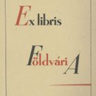 Ex libris - Földvári A.