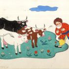 Terv - illusztráció Móricz Zsigmond: Iciri-piciri című művéhez,25. oldal, ” A török és a tehenek” c. vershez