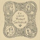 Ex libris - Robert Saitschick számára, Platón, Szent Ágoston, Dante és Michelangelo képmásával